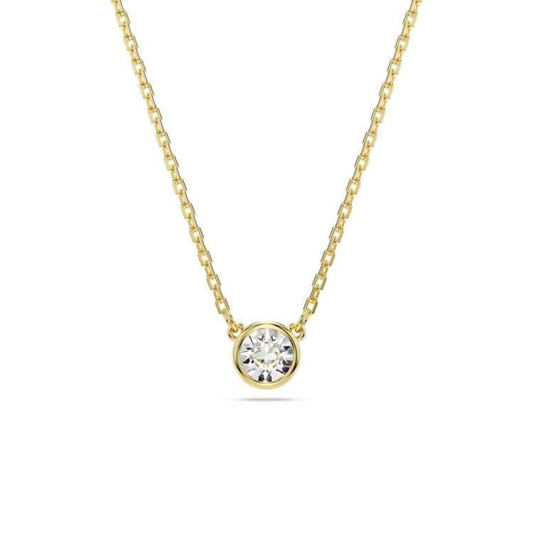 Swarovski Imber pendant, Round cut, White, Gold-tone plated