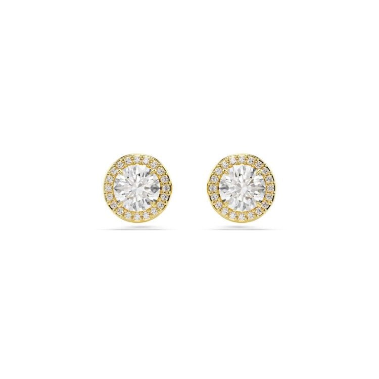 Swarovski Una Angelic stud earrings Round cut Gold tone 18ct gold finish