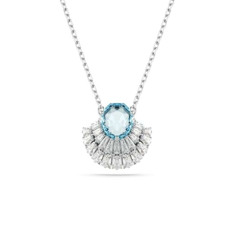 Swarovski Idyllia pendant, Shell, Blue, Rhodium plated