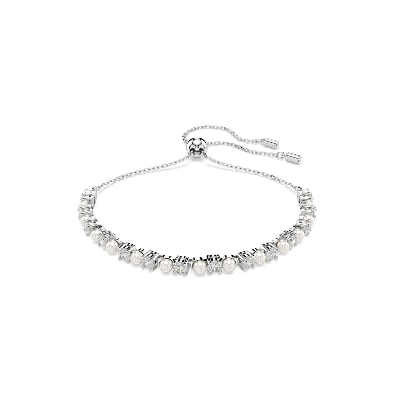 Swarovski Matrix bracelet, Crystal pearl, Round cut, White, Rhodium plated : 5689633