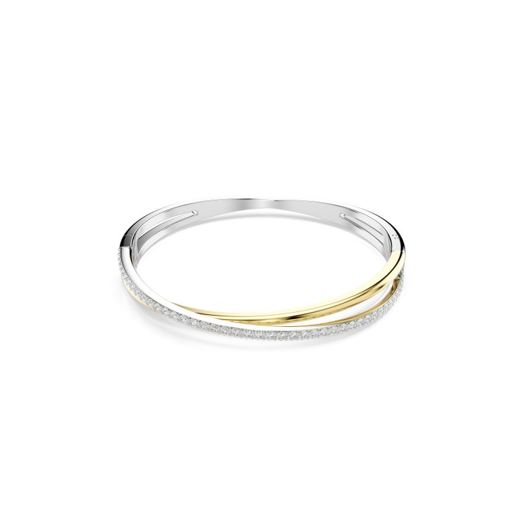 Swarovski Hyperbola bangle, Round cut, White, Mixed metal finish