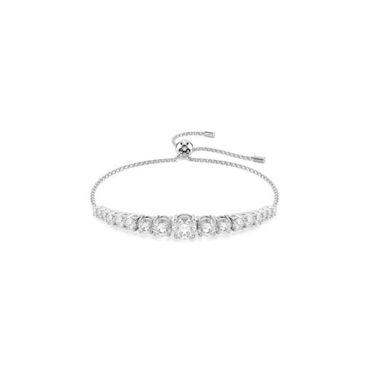 Swarovski Matrix bracelet, Gradient of round cuts, White, Rhodium plated