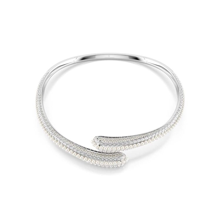 Swarovski Sublima necklace, Crystal pearl, Round cut, White, Rhodium plated
