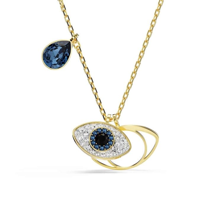 Swarovski Symbolica pendant, Evil eye, Blue, Gold-tone plated