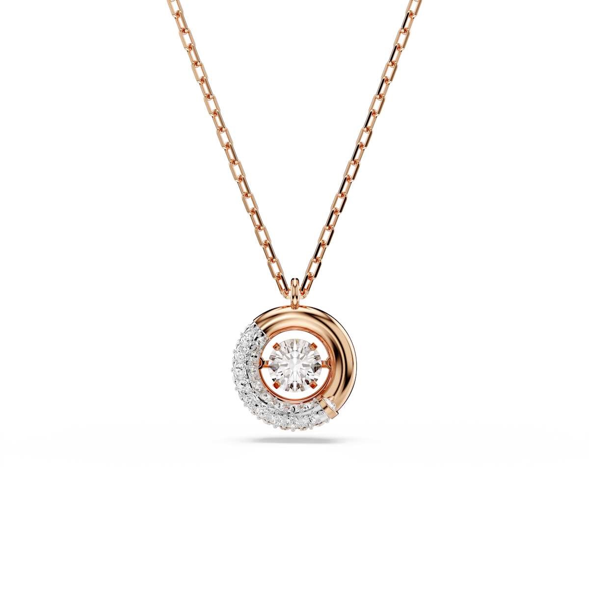 Swarovski Dextera pendant, Round cut, White, Rose gold-tone plated