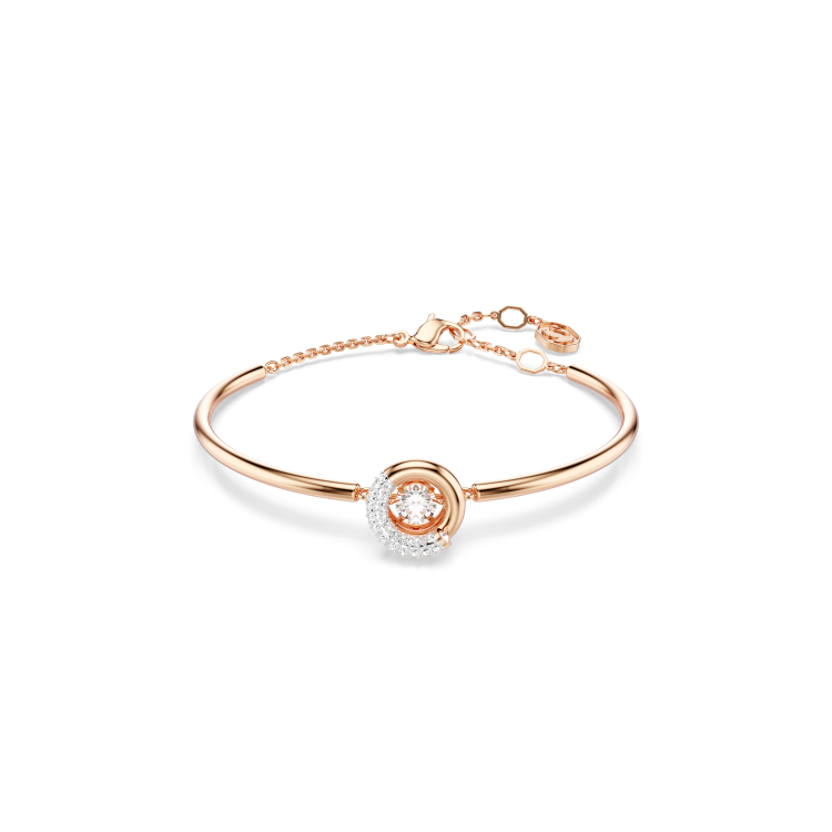 Swarovski Dextera bangle, Round cut, White, Rose gold-tone plated