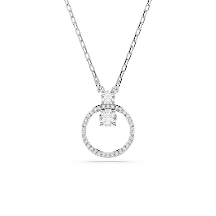 Swarovski Constella pendant, Pavé, Round cut, White, Rhodium plated