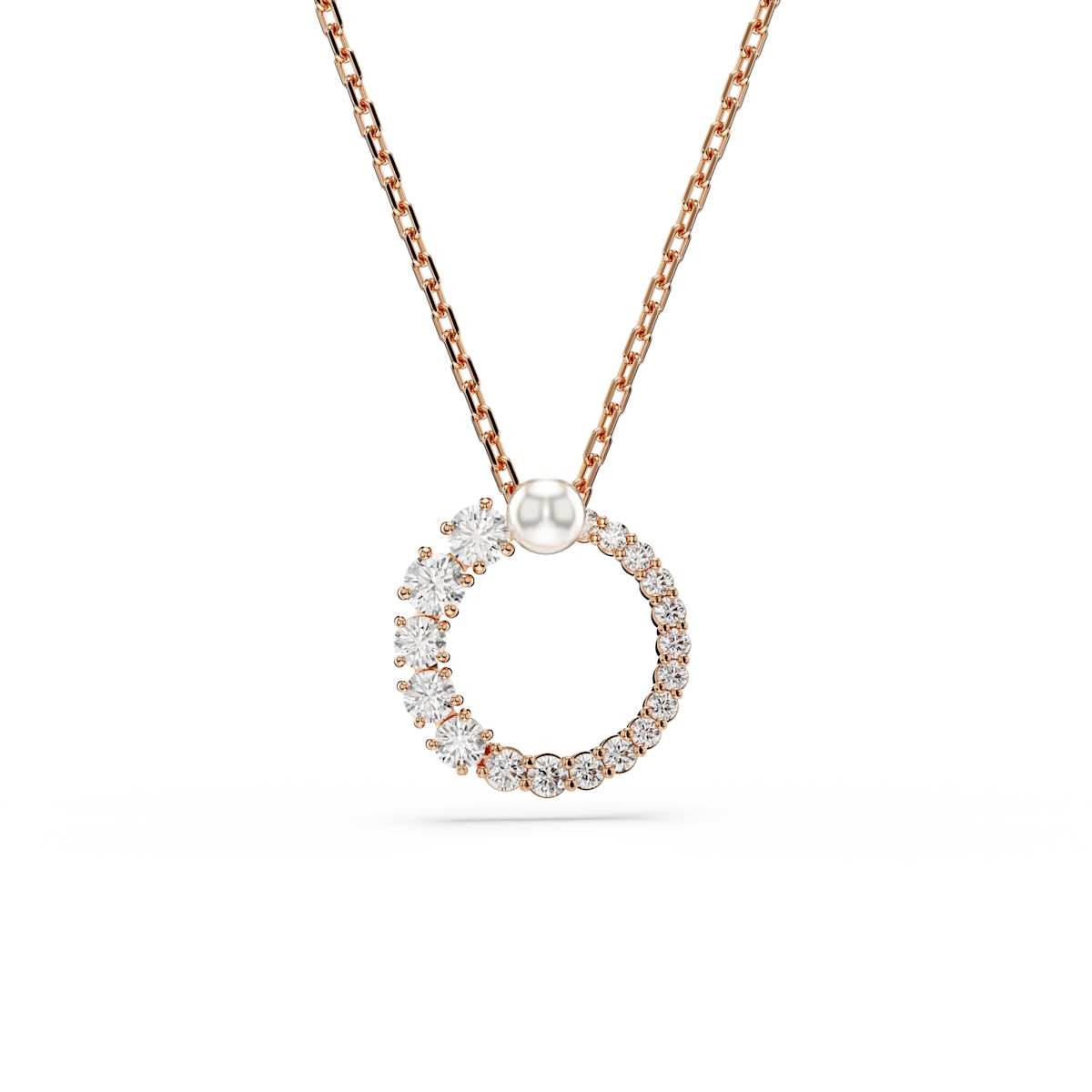 Swarovski Matrix pendant, Crystal pearl, Round cut, White, Rose gold-tone plated