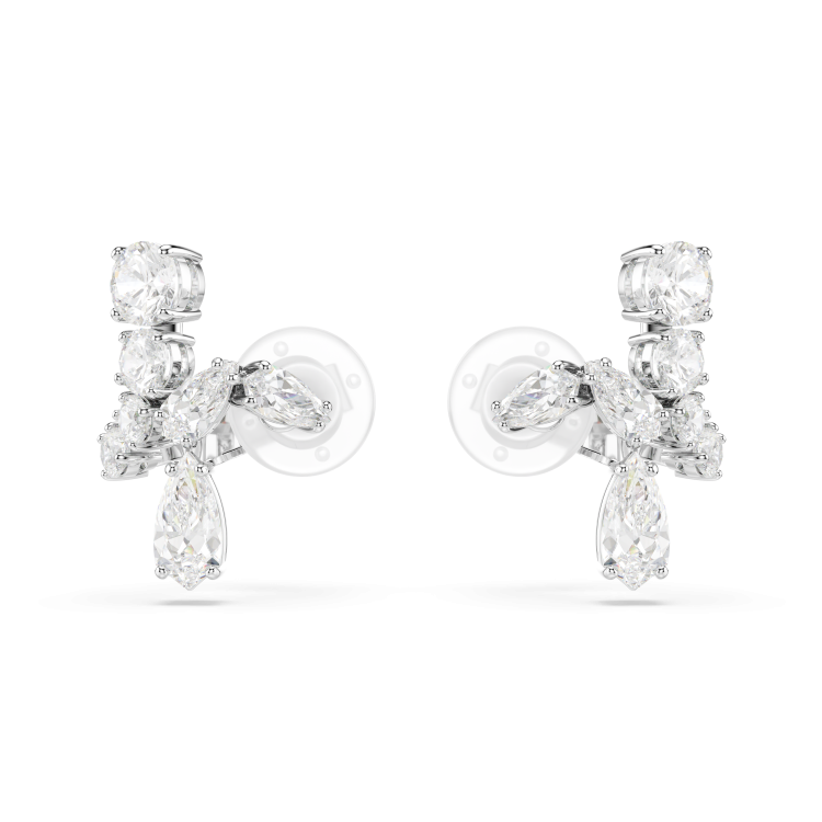 Swarovski Matrix clip earrings, Mixed cuts, White, Rhodium plated