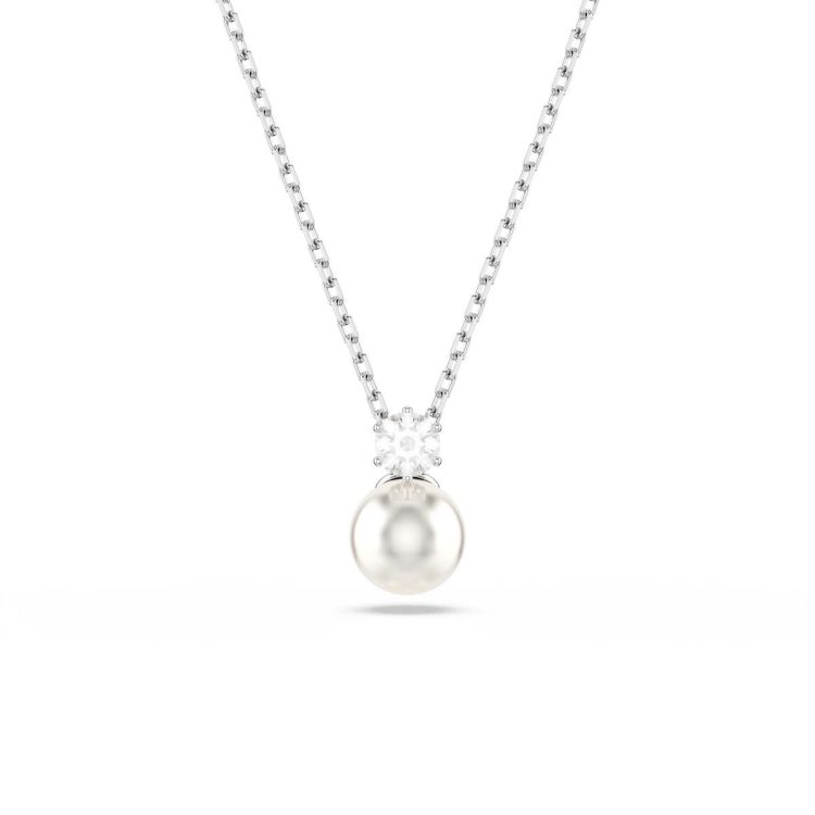 Swarovski Matrix pendant, Crystal pearl, Round cut, White, Rhodium plated