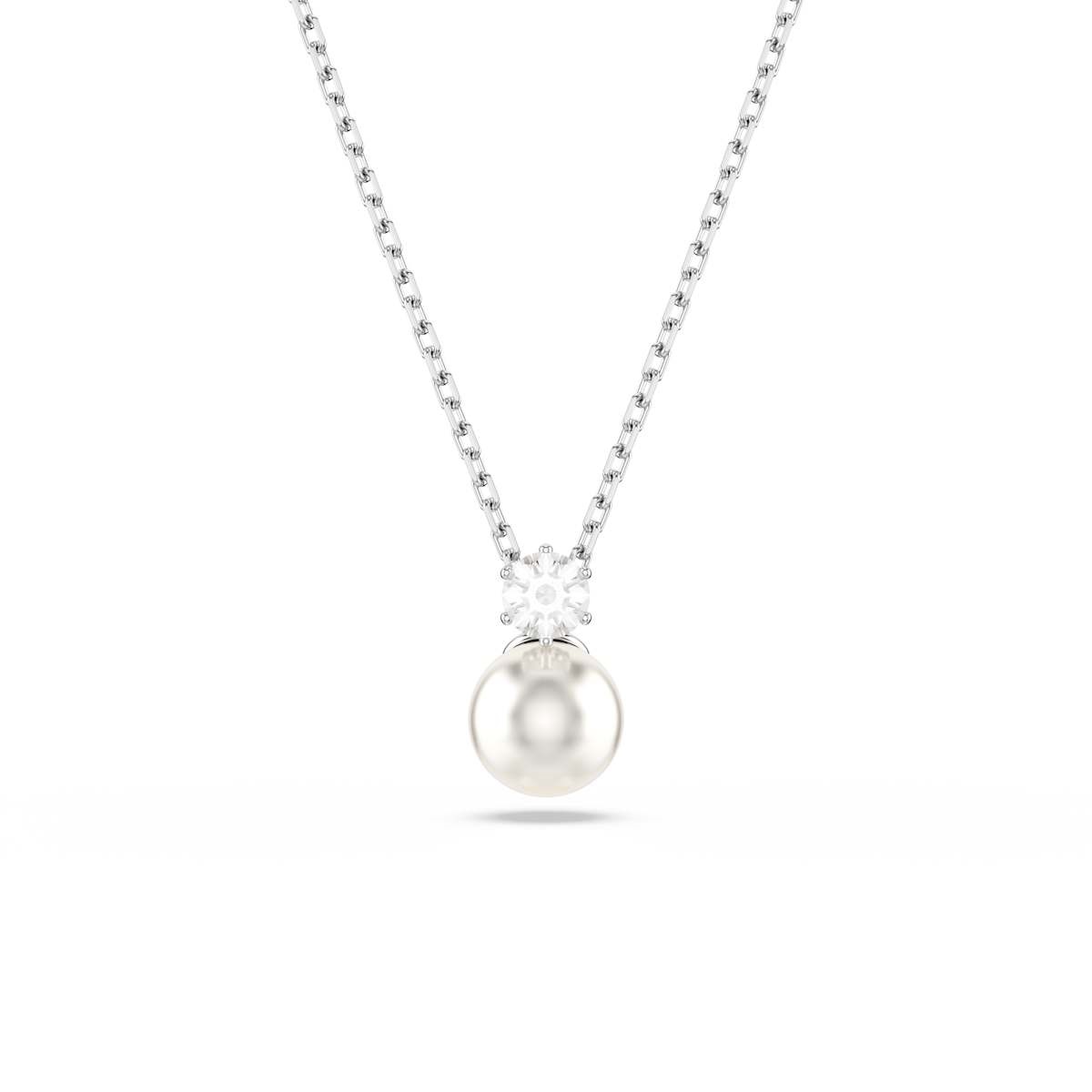 Swarovski Matrix pendant, Crystal pearl, Round cut, White, Rhodium plated