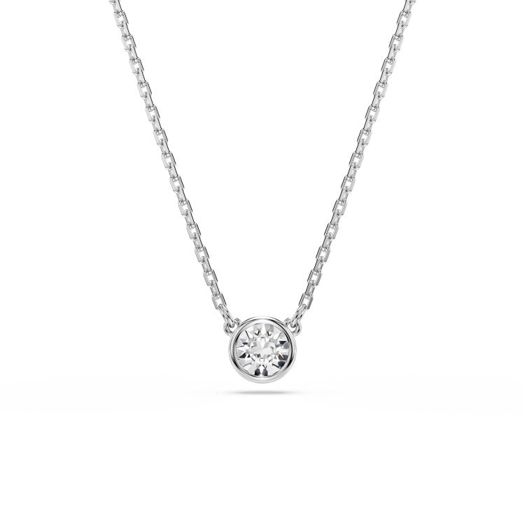 Swarovski Imber pendant, Round cut, White, Rhodium plated