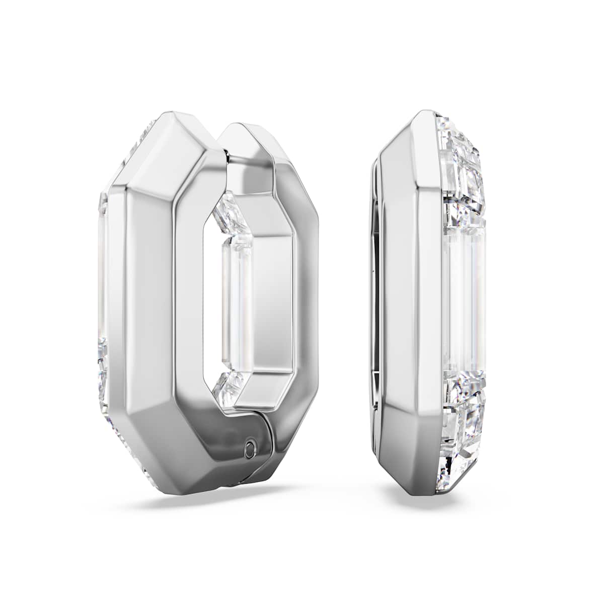 Swarovski Lucent hoop earrings, Octagon shape, Small, White : 5696289