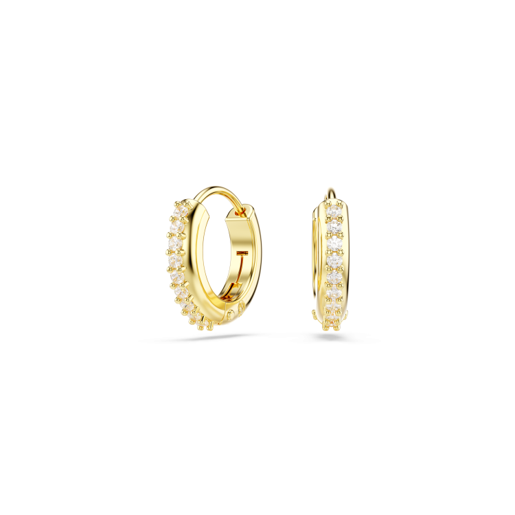 Swarovski Matrix hoop earrings, Round cut, White, Gold-tone plated