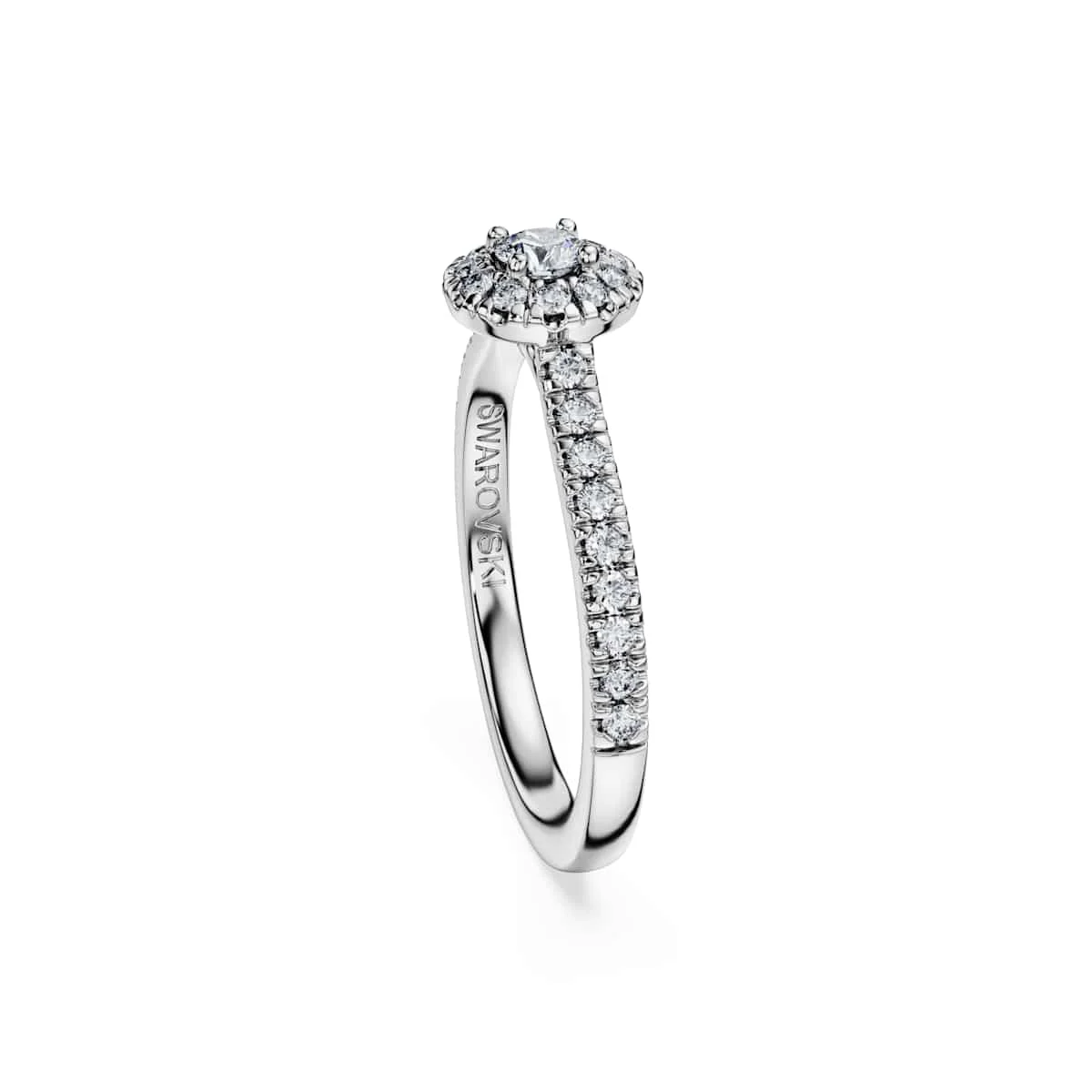 Swarovski Eternity halo solitaire ring Lab-grown diamonds 0.45 ct tw, Round shape, Sterling silver