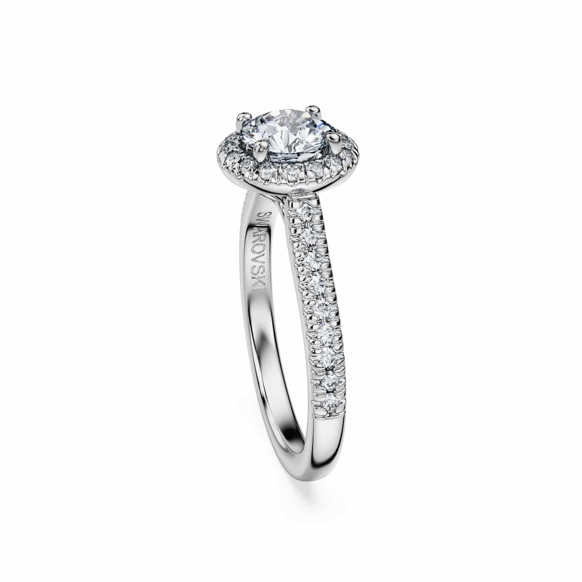 Swarovski Eternity halo solitaire ring, Lab-grown diamonds 1.33 ct tw, Round shape, 18ct white gold