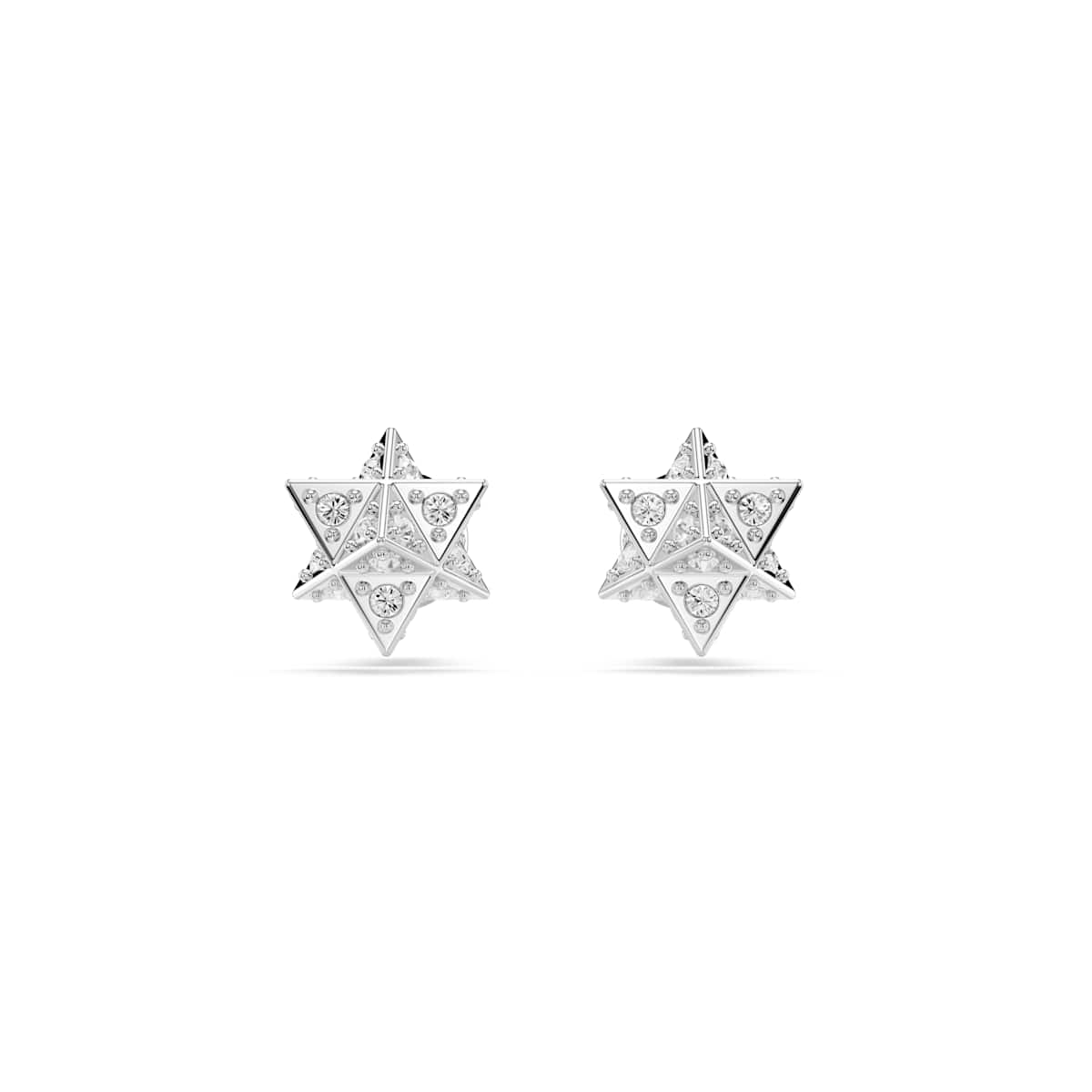 Swarovski Dextera stud earrings, Round cut, Star, White, Rhodium plated : 5700322