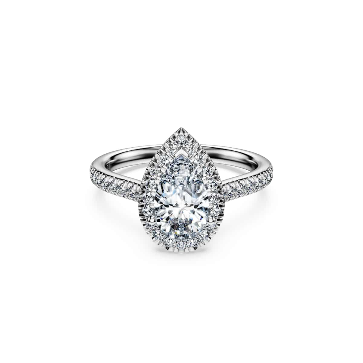 Eternity halo solitaire ring, Lab-grown diamonds 1.3 ct tw, Mixed shapes, 18K white gold