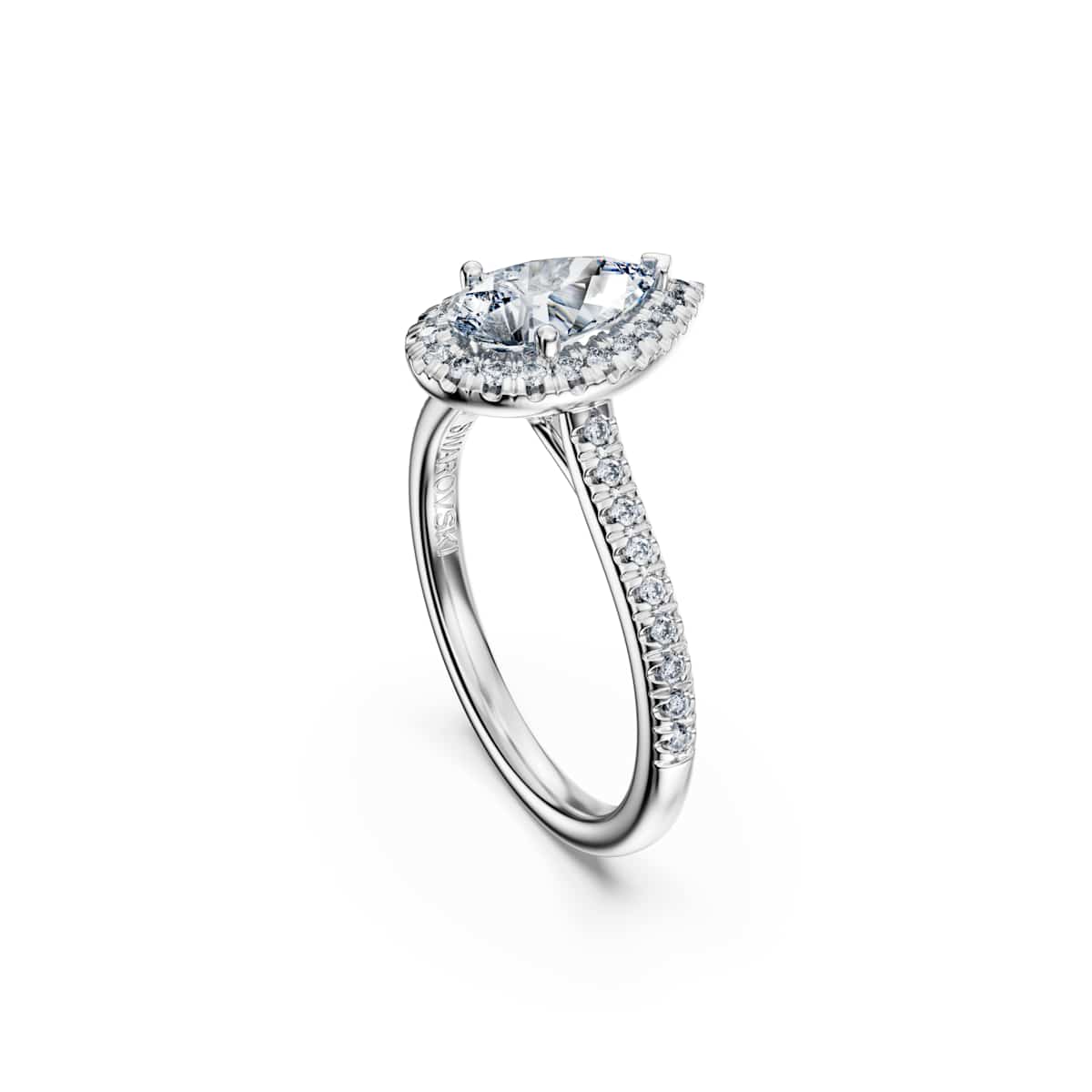 Swarovski Eternity halo solitaire ring, Lab-grown diamonds 1.3 ct tw, Mixed shapes, 18K white gold