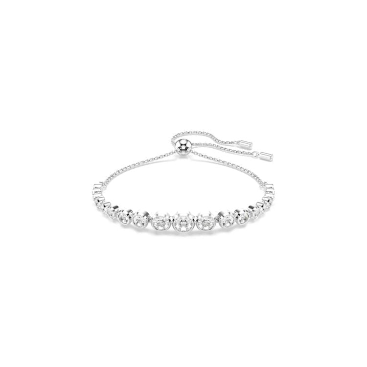Swarovski Imber Tennis bracelet, Mixed round cuts, White, Rhodium plated