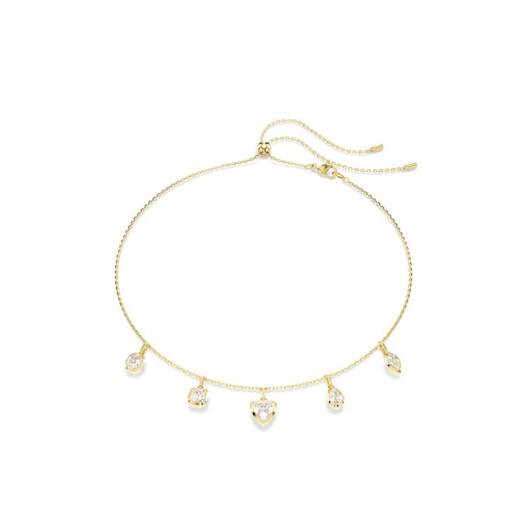 Swarovski Imber necklace, Mixed cuts, White, Gold-tone plated