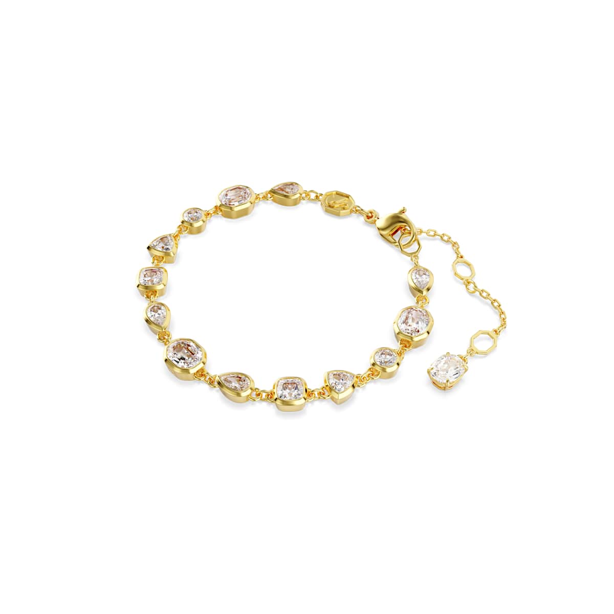 Swarovski Imber Tennis bracelet, Mixed cuts, White, Gold-tone plated
