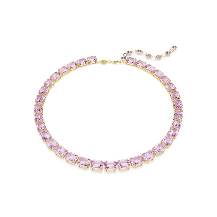Swarovski Millenia necklace, Octagon cut, Purple, Gold-tone plated