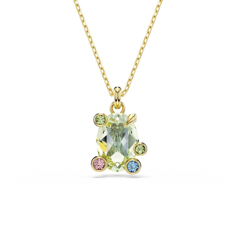 Swarovski Gema pendant, Mixed cuts, Multicolored, Gold-tone plated