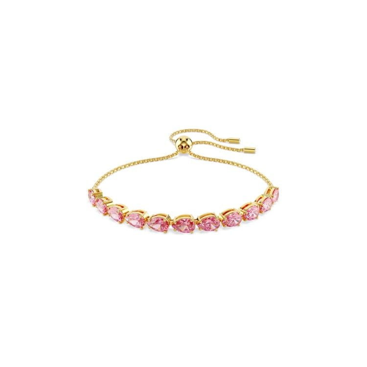 Swarovski Matrix bracelet, Pear cut, Pink, Gold-tone plated