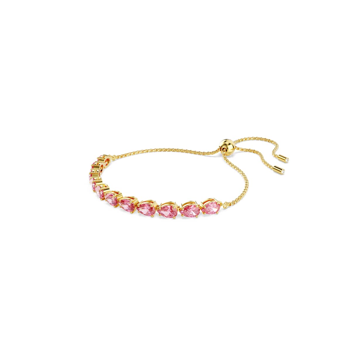 Swarovski Matrix bracelet, Pear cut, Pink, Gold-tone plated