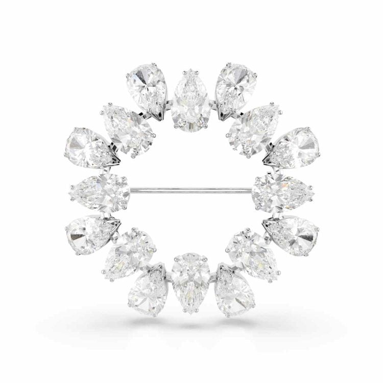 Swarovski Matrix brooch, Pear cut, White, Rhodium plated