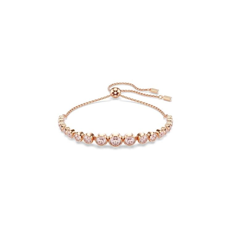 Swarovski Imber Tennis bracelet, Mixed round cuts, Pink, Rose gold-tone plated