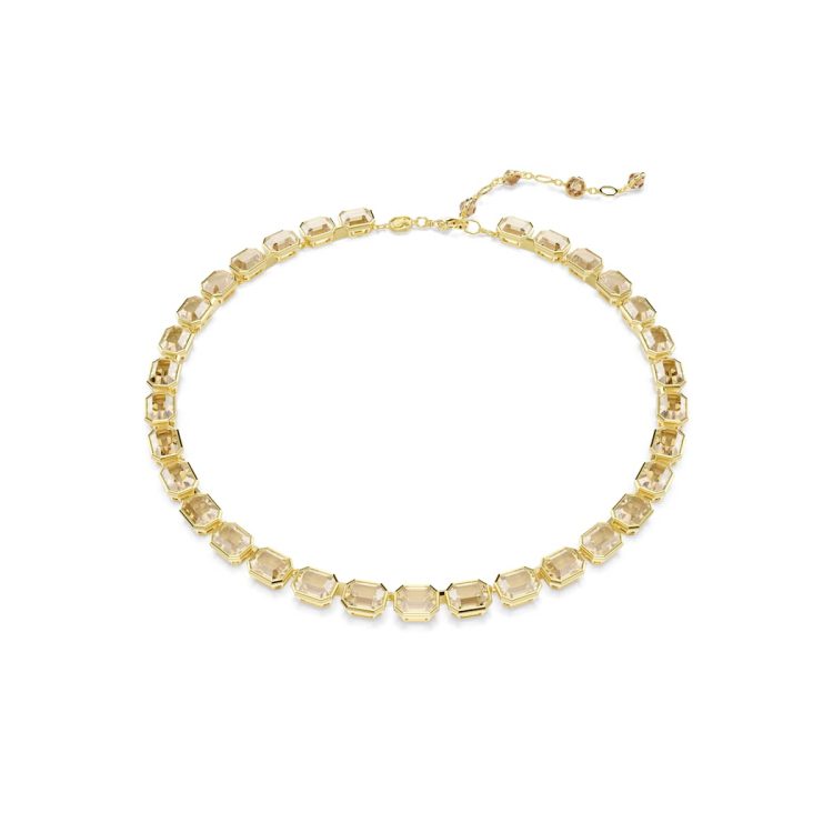 Swarovski Millenia necklace, Octagon cut, Yellow, Gold-tone plated