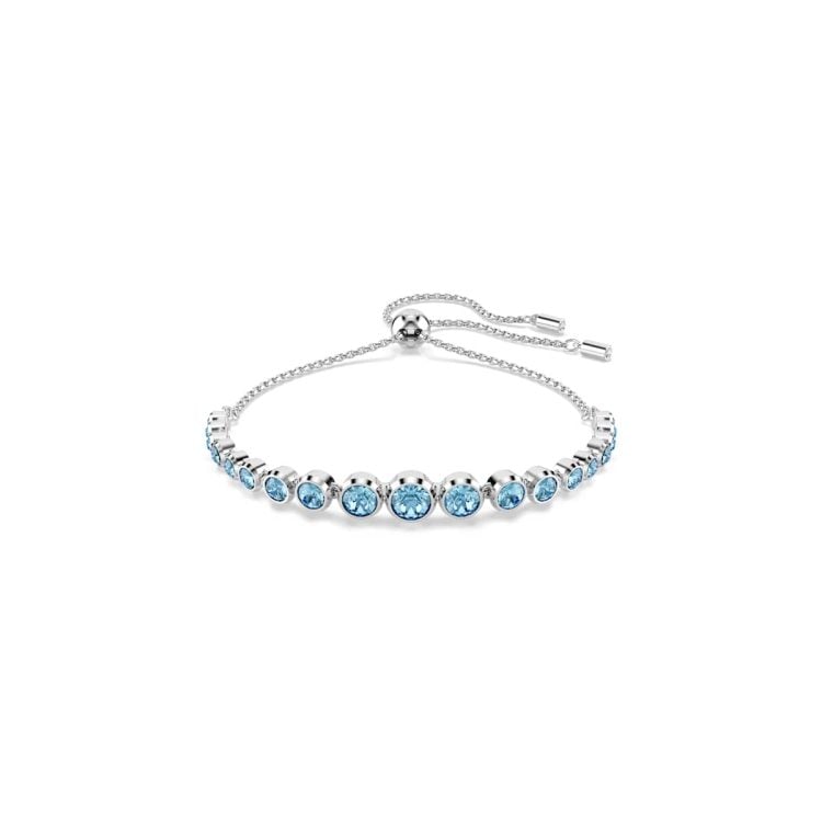 Swarovski Imber Tennis bracelet, Mixed round cuts, Blue, Rhodium plated