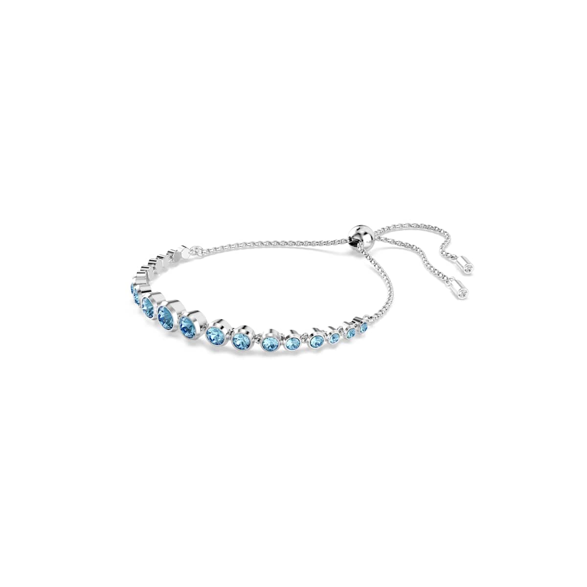 Swarovski Imber Tennis bracelet, Mixed round cuts, Blue, Rhodium plated
