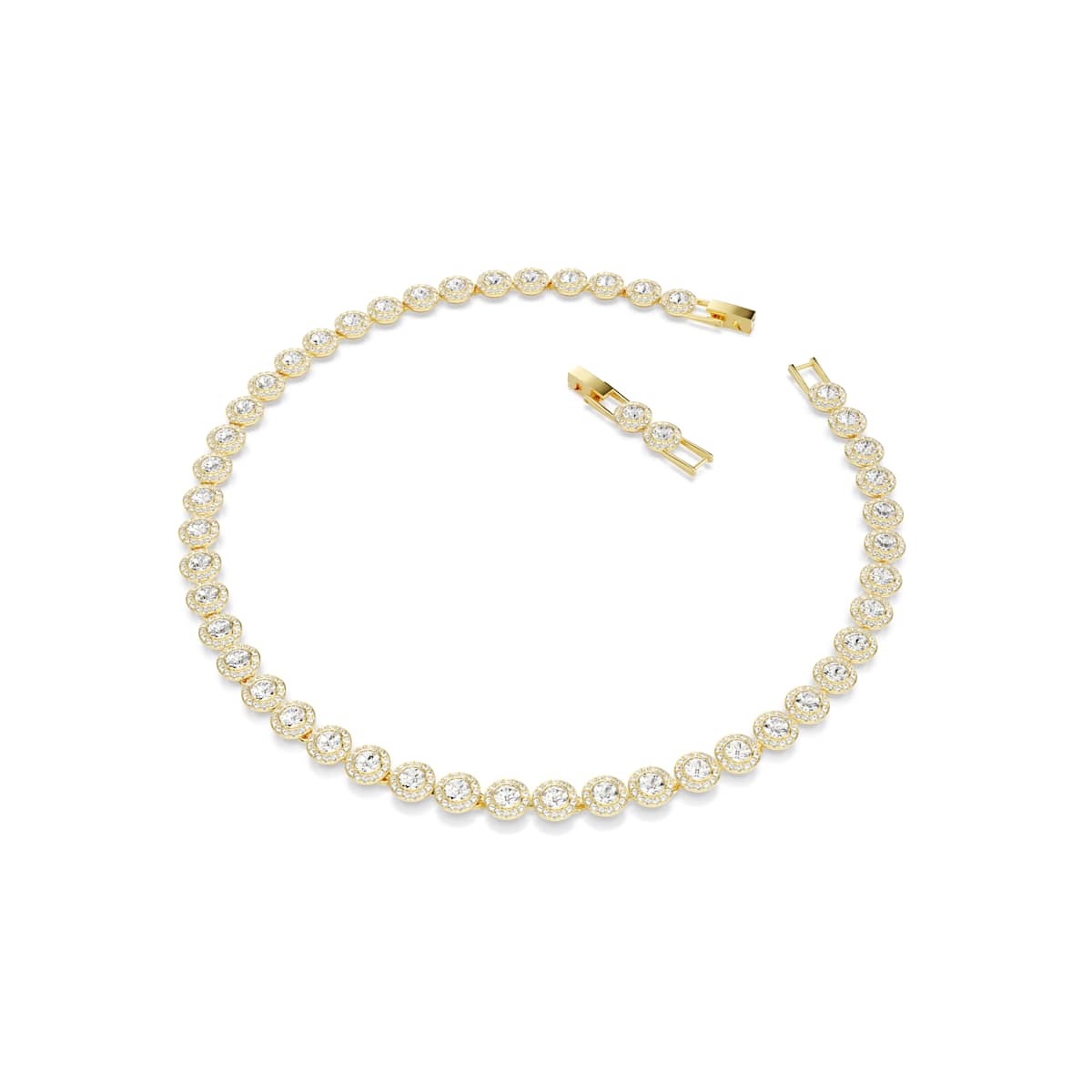 Swarovski Una Angelic Tennis necklace, Round cut, White, Gold-tone plated