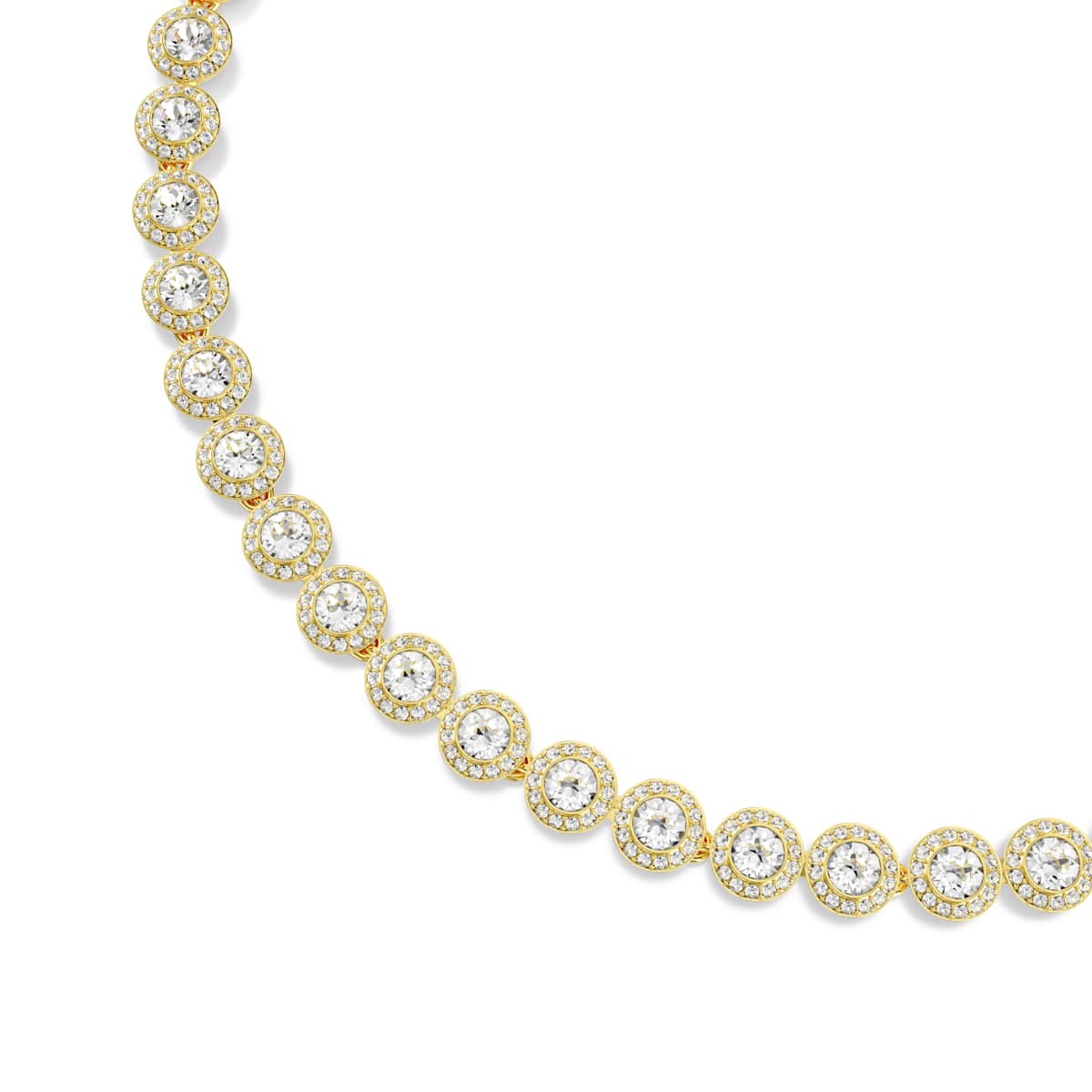 Swarovski Una Angelic Tennis necklace, Round cut, White, Gold-tone plated