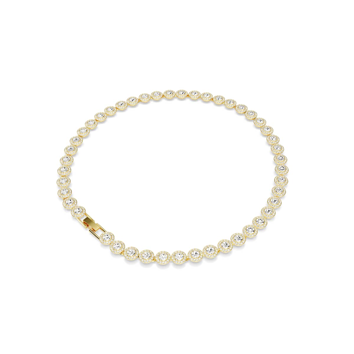 Swarovski Una Angelic Tennis necklace, Round cut, White, Gold-tone plated