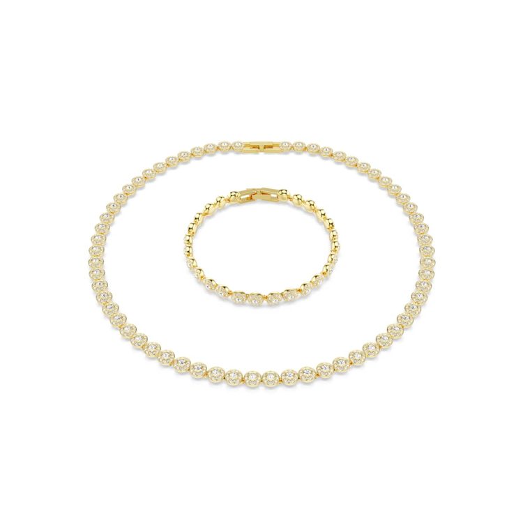 Swarovski Una Angelic set, Round cut, White, Gold-tone plated