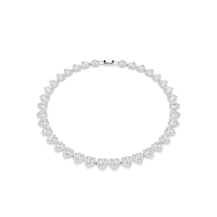 Ariana Grande x Swarovski Tennis necklace, Mixed cuts, Heart, White, Rhodium plated