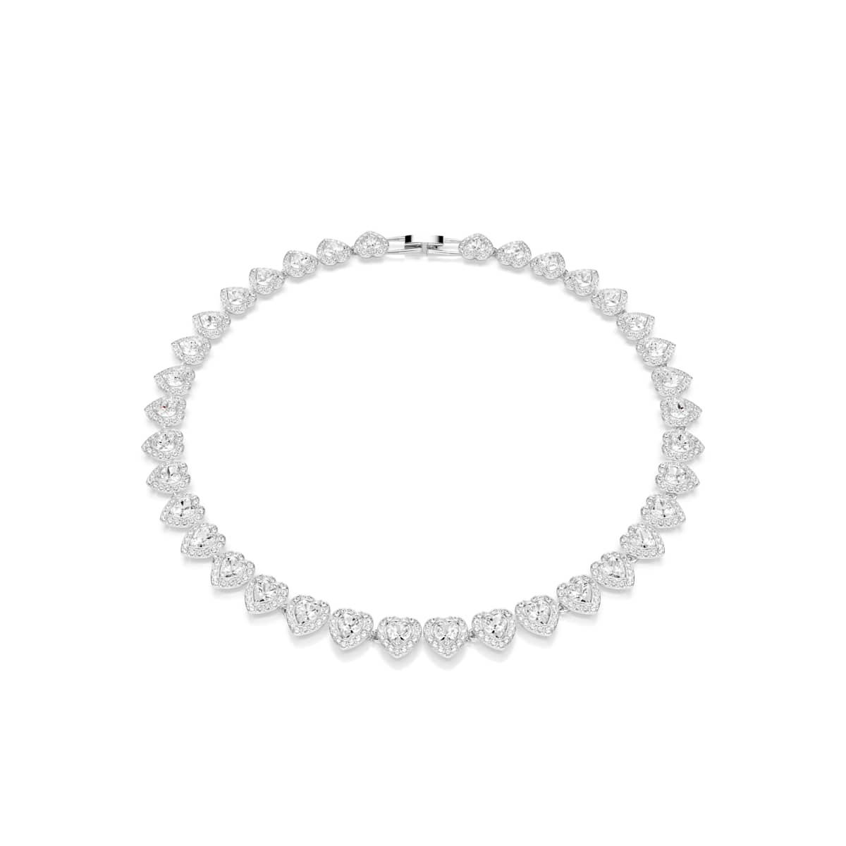 Ariana Grande x Swarovski Tennis necklace, Mixed cuts, Heart, White, Rhodium plated : 5720857