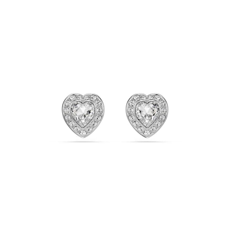 Ariana Grande x Swarovski stud earrings, Mixed cuts, Heart, White, Rhodium plated
