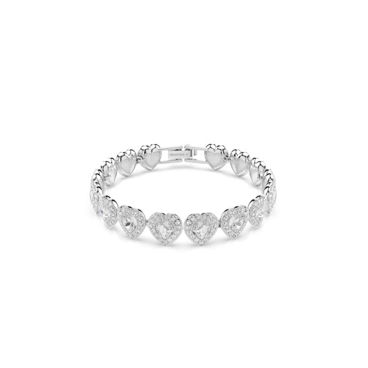 Ariana Grande x Swarovski Tennis bracelet, Mixed cuts, Heart, White, Rhodium plated