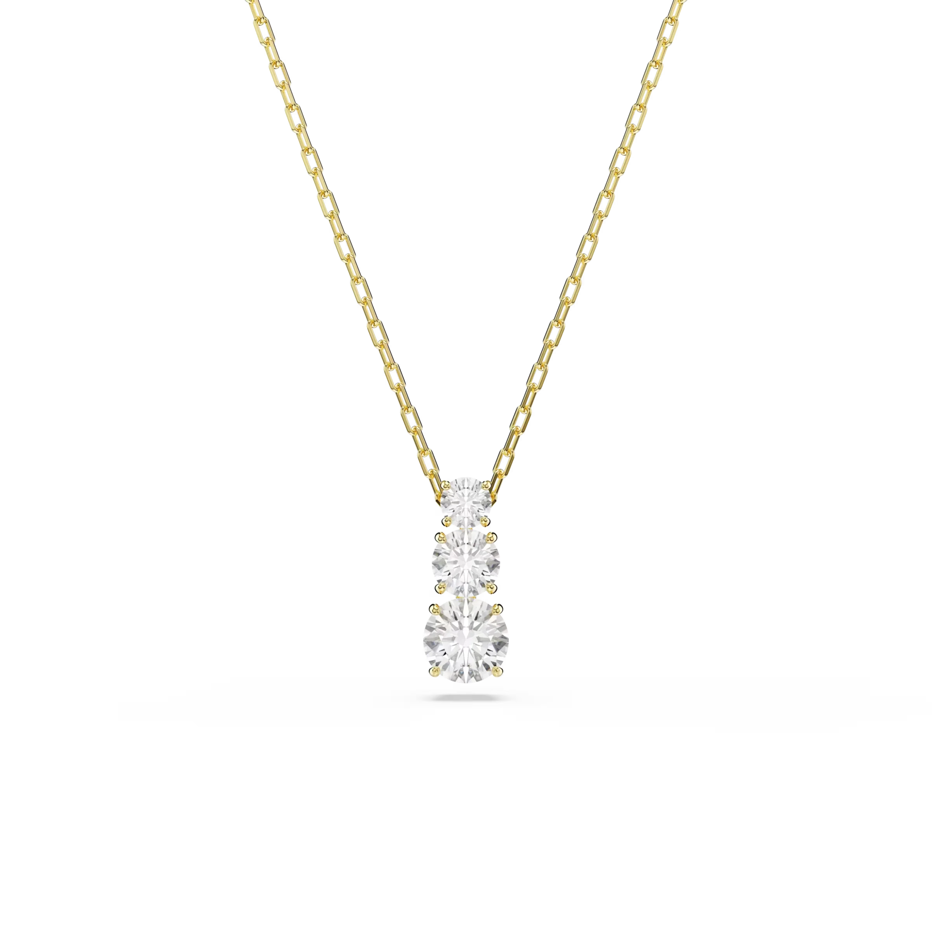 Swarovski Stilla Attract pendant, Round cut, White, Gold-tone plated