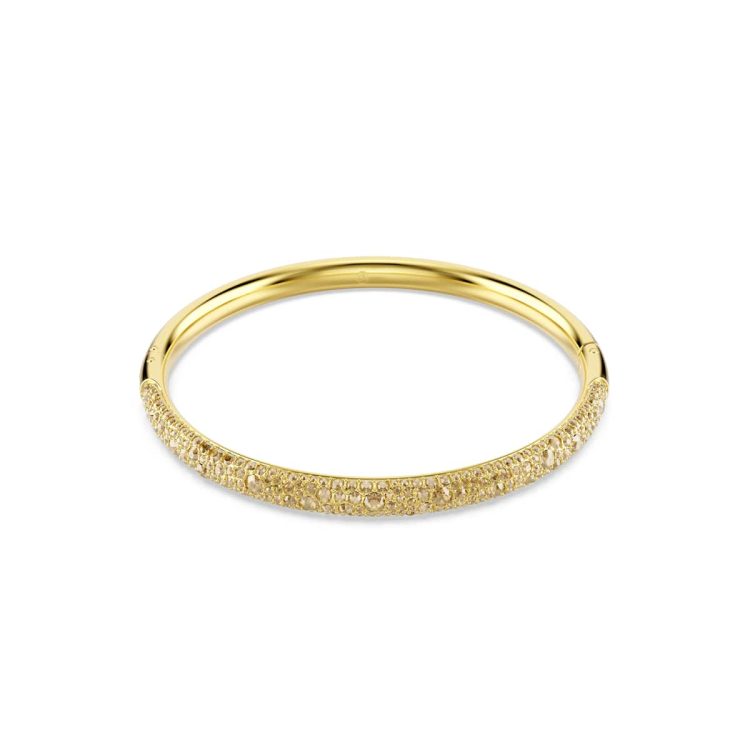 Swarovski Sublima bangle, Snow pavé, Gold tone, Gold-tone plated