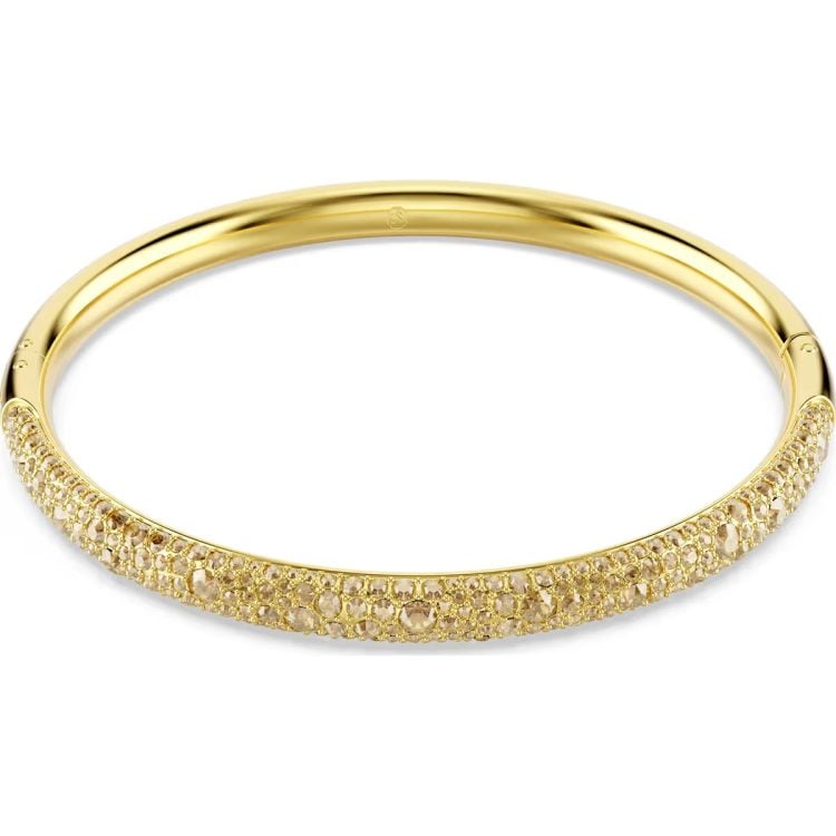 Swarovski Sublima bangle, Snow pavé, Gold tone, Gold-tone plated