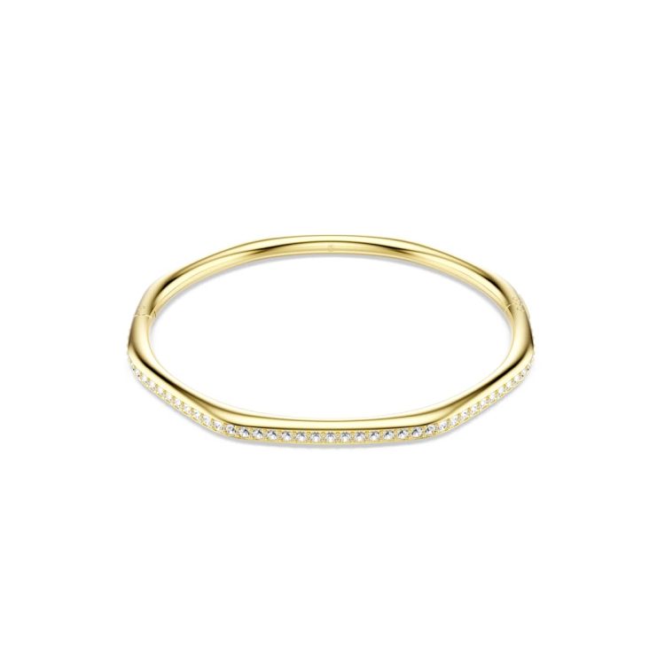 Swarovski Dextera bangle, Octagon shape, Round cut, White, Gold-tone plated