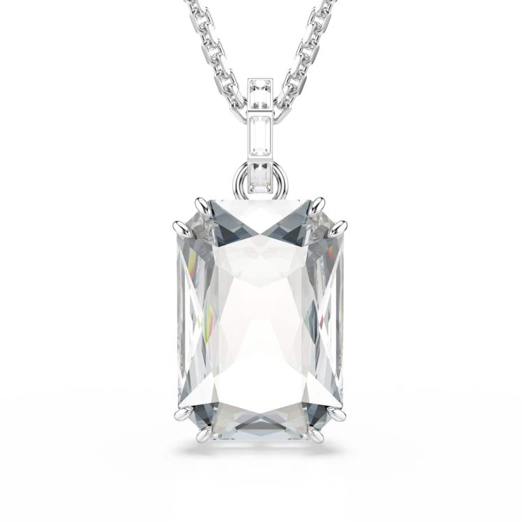 Swarovski Millenia pendant, Octagon cut, White, Rhodium plated