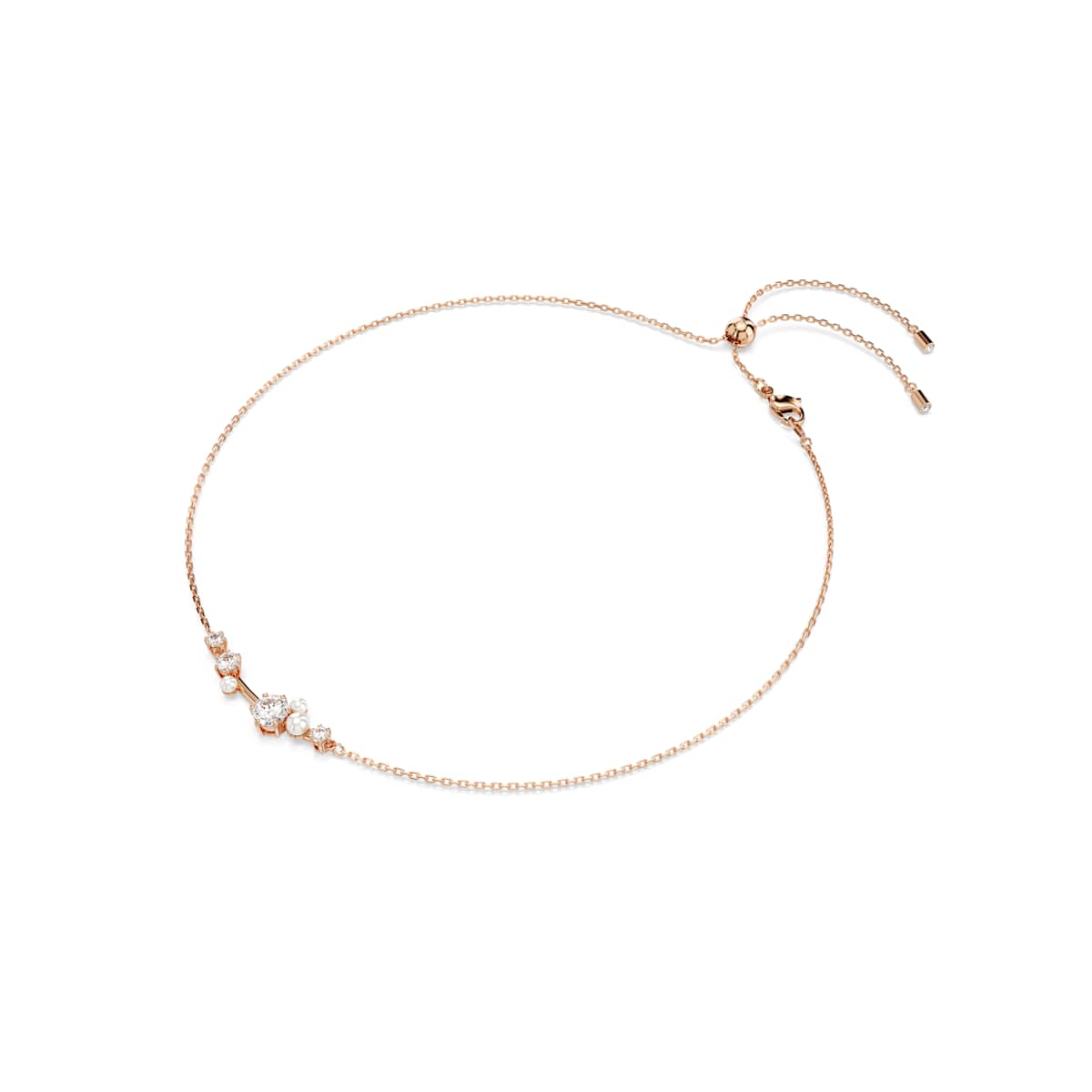 Swarovski Constella necklace, Crystal pearl, Round cuts, White, Rose gold-tone plated