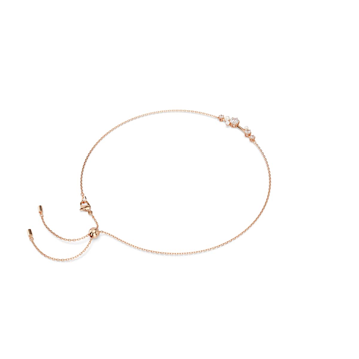 Swarovski Constella necklace, Crystal pearl, Round cuts, White, Rose gold-tone plated